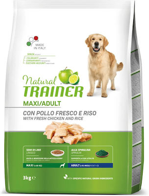 Natural Trainer Adult Maxi 12kg Hrană Uscată pentru Câini Adulți de Rase Mari cu Orez și Pui