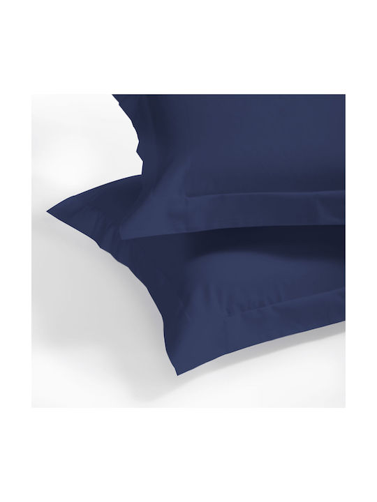 Aslanis Home Satin Plain Σετ Μαξιλαροθήκες Navy Blue 50x70εκ.