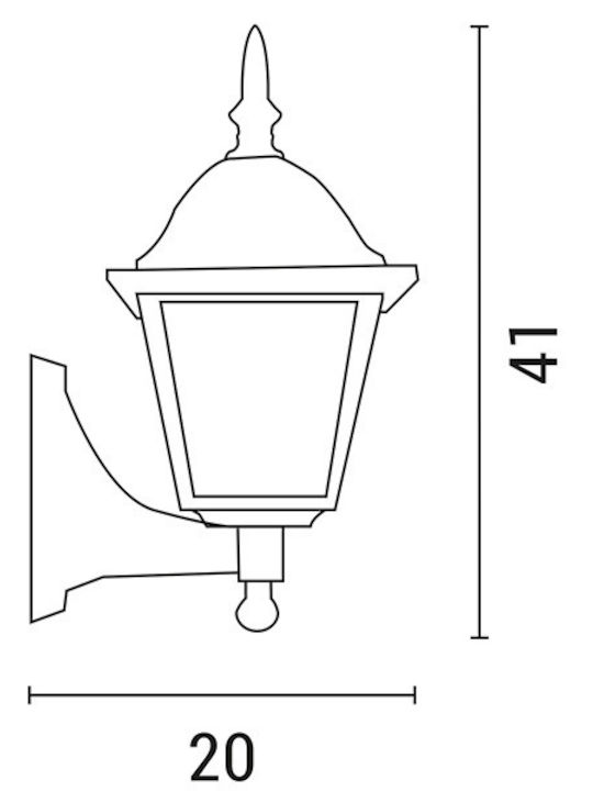 Eurolamp Επιτοίχιο Φαναράκι Εξωτερικού Χώρου E27 σε Μαύρο Χρώμα