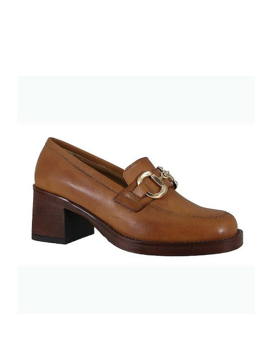 Paola Ferri Leather Tabac Brown Medium Heels