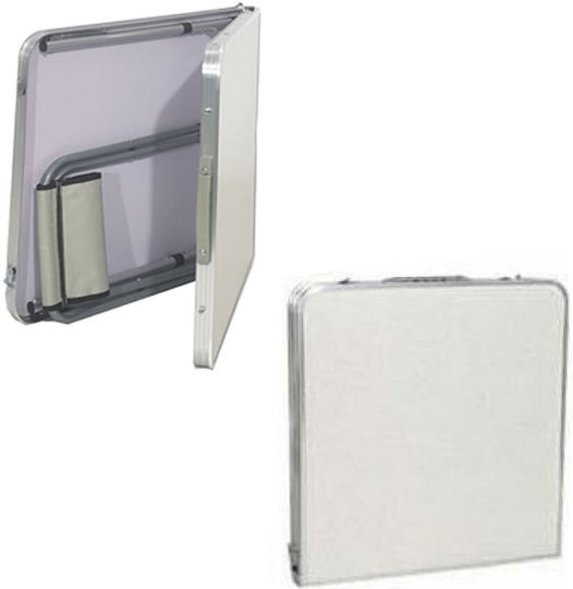 General Trade Metallic Camping Table Set Foldable in Case 120x60x71cm White 5 Pieces