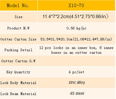 Steel Padlock Brass with Key 70mm 1pcs