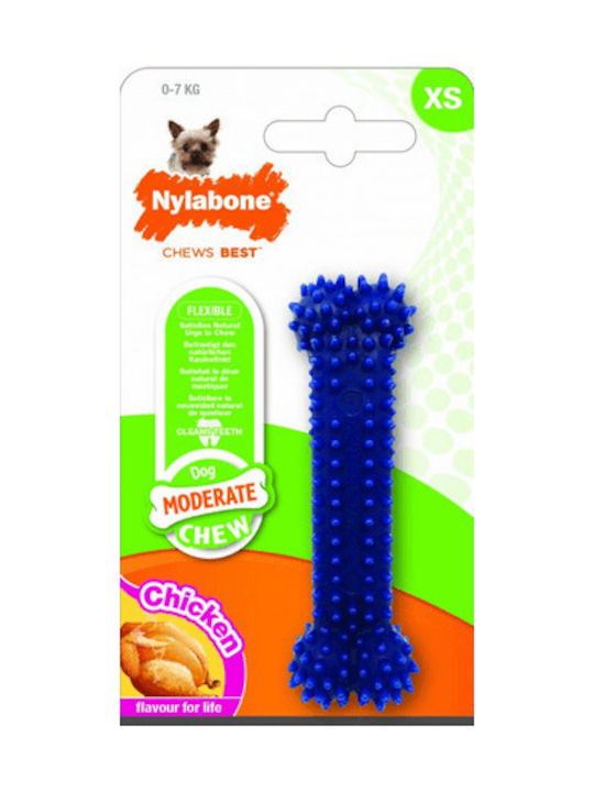Nylabone Moderate Dental Παιχνίδι Κόκκαλο Σκύλου Μασητικό με Γεύση Κοτόπουλο Large Μπλε 1τμχ