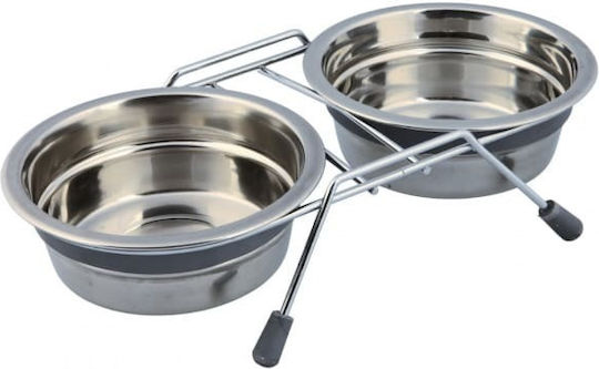 Trixie Eat On Feet Edelstahl Schalen Futter & Wasser für Hund & Katze auf Basis von 2x 1.5lt 21cm in Silber Farbe