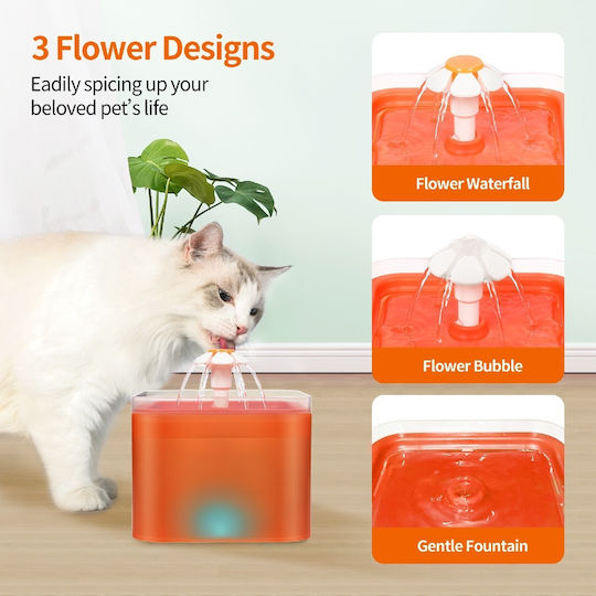 Pet Interest Pet Water Flower Automatic Plastic Waterer / Fountain for Dog & Cat 2lt in Green Color