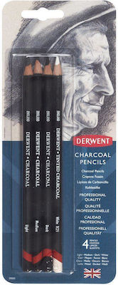 Derwent Charcoal 4 Σετ Carbon Μαύρο 4τμχ