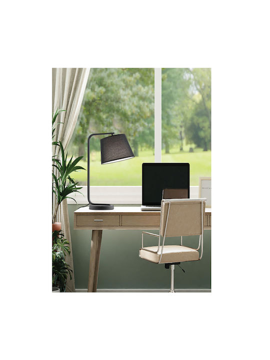 Viokef Cobbe Metal Table Lamp for Socket E27 with Black Shade and Base