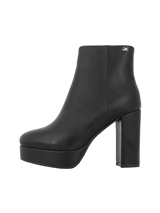 Gianna Kazakou Leather Women's Ankle Boots with High Heel Black