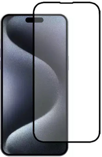 Nuon 3D Vollflächig gehärtetes Glas Schwarz (iPhone 15 Pro)