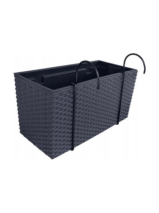 Marhome Rato Case Planter Box Plastic Charcoal 39.5x18.5x19.5cm.
