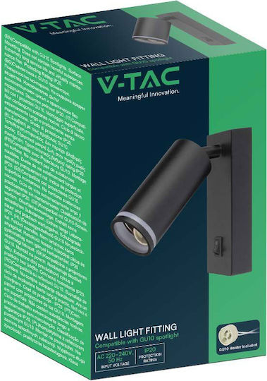 V-TAC Μονό Σποτ με Ντουί GU10 σε Μαύρο Χρώμα