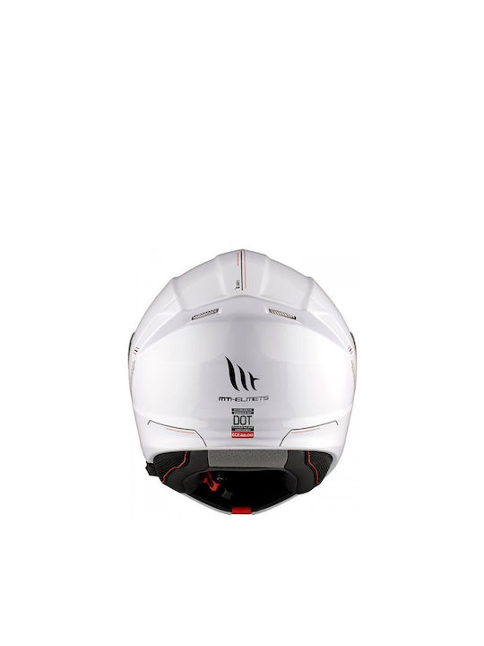 MT Genesis Gloss White Motorcycle Helmet Flip-Up ECE 22.06 / DOT 1650gr with Sunvisor