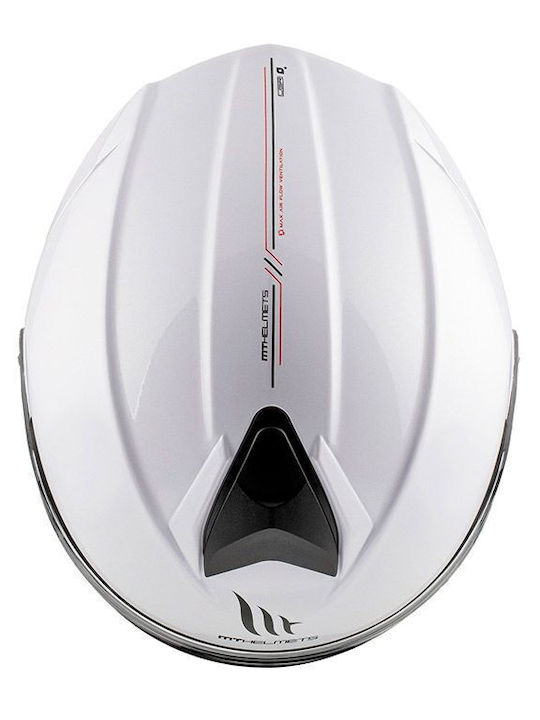 MT Genesis Gloss White Motorcycle Helmet Flip-Up ECE 22.06 / DOT 1650gr with Sunvisor