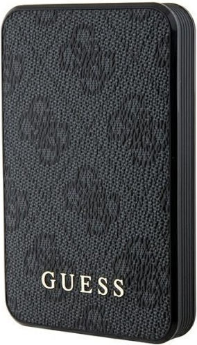 Guess Metal Logo Power Bank 5000mAh 15W с USB-A порт и USB-C порт Черен