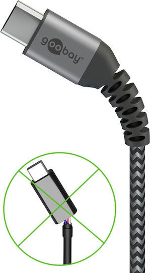 Goobay Braided USB 2.0 Cable USB-C male - USB-A 60W Γκρι 2m 49297