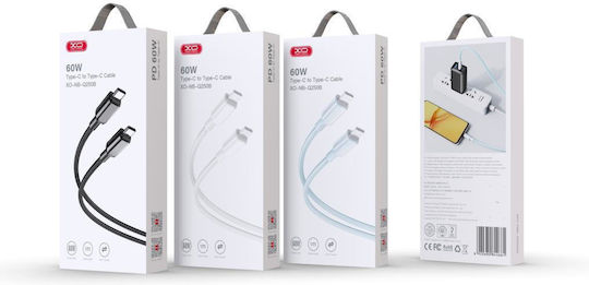 XO Braided USB 3.0 Cable USB-C Male - USB-C 60W PD Blue 1m 16.005.0255