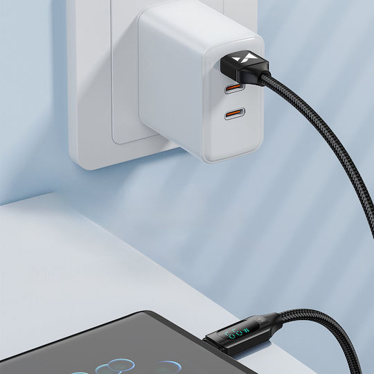 Wozinsky Braided USB 2.0 Cable USB-C Male - USB-A 66W PD Black 2m