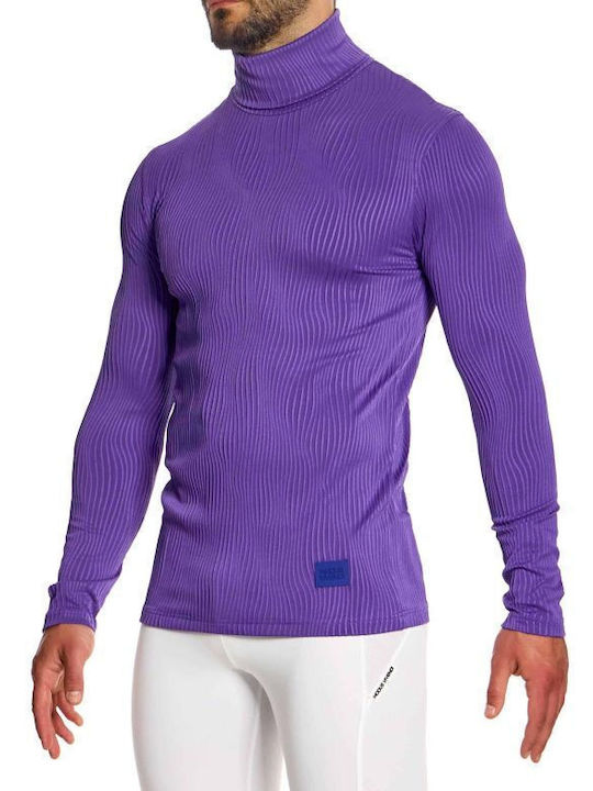 Modus Vivendi Men's Long Sleeve Blouse Turtleneck Purple