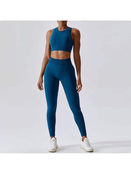 Florina Training Women's Long High Waist Blue Leggings