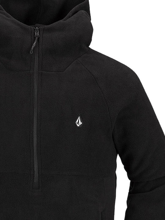 Volcom Pulover Bărbătesc cu Mânecă Lungă Decolteu cu fermoar Negru