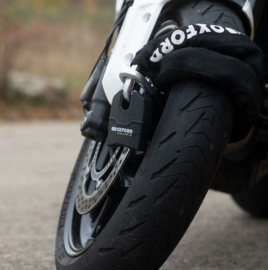Oxford Chain Hardcore XL Motorrad-Diebstahlsicherungskette mit Schloss und Länge 150cm Schwarz Farbe