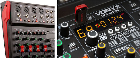 Vonyx VM-KG08 172.596 Analog Mixer 8 Channels with Phantom Power & 4 XLR Inputs & Bluetooth