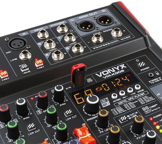 Vonyx VM-KG08 172.596 Analog Mixer 8 Channels with Phantom Power & 4 XLR Inputs & Bluetooth
