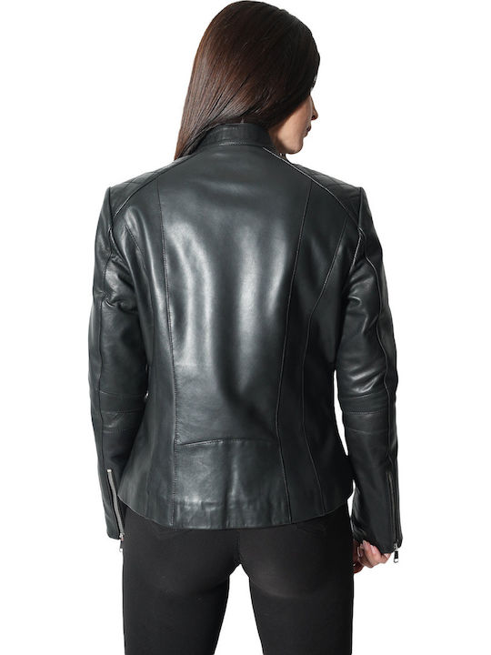 Δερμάτινο Γυναικείο Biker Jacket Μαύρο