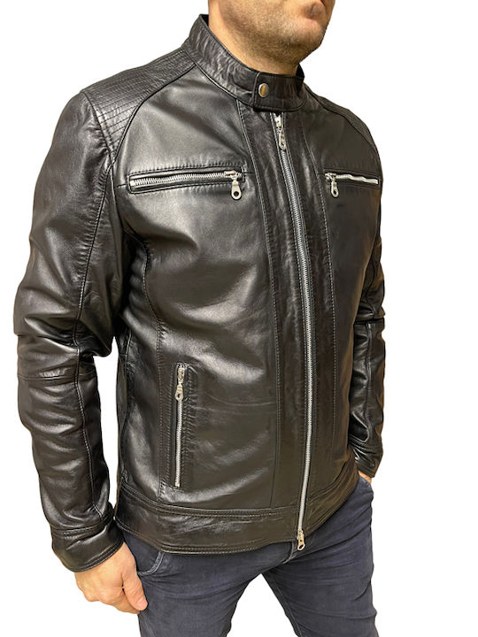 4452 Δερμάτινο Μπουφάν Biker Μαύρο