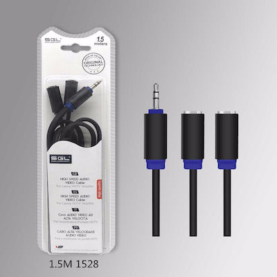 SGL 3.5mm male - 3.5mm female Cable Black 1.5m (196034)