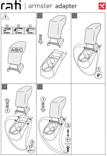 Rati Armster Car Armrest Mount for Seat Toledo Skoda Rapid Black