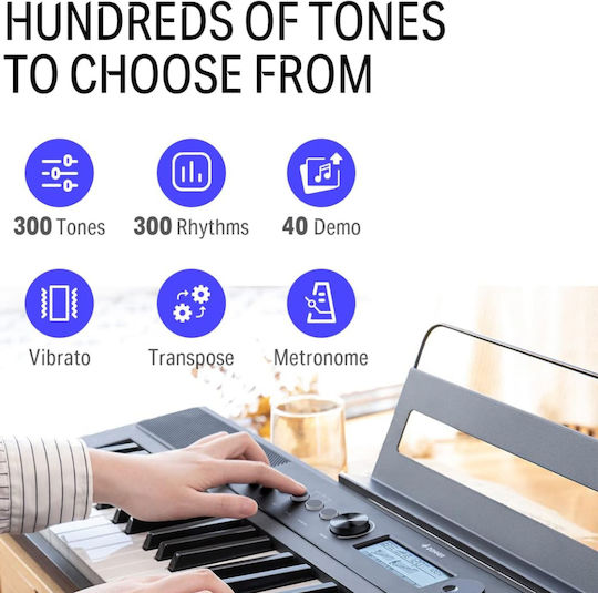 Donner Keyboard EC-3095 with 61 Keys Standard Touch with Stand, Headphones, Stool and Music Stand Black Stand / Bench / Headphones Set