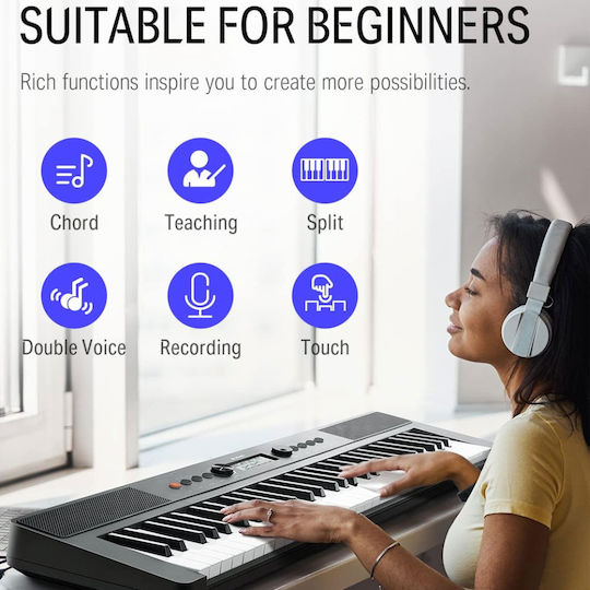 Donner Keyboard EC-3095 with 61 Keys Standard Touch with Stand, Headphones, Stool and Music Stand Black Stand / Bench / Headphones Set