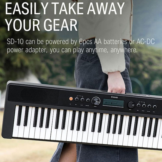 Donner Keyboard EC-3095 with 61 Keys Standard Touch with Stand, Headphones, Stool and Music Stand Black Stand / Bench / Headphones Set