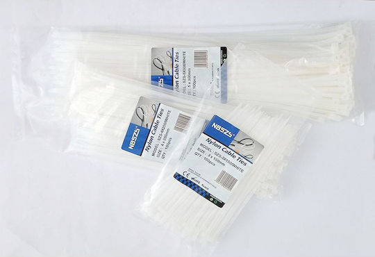 Muzik Pack of 100pcs White Plastic Cable Ties 80x3mm SZS-3X80/WHITE