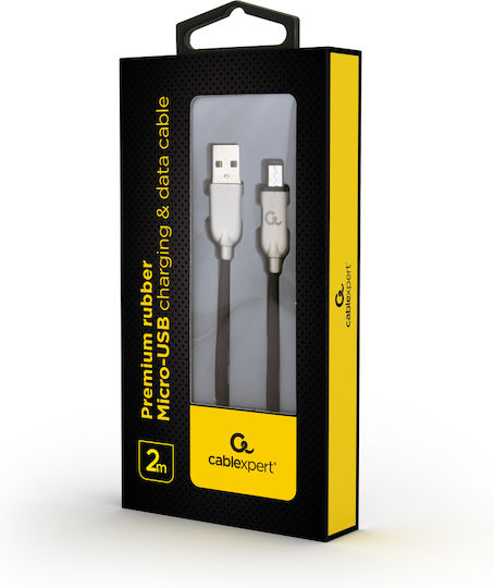Cablexpert Braided USB 2.0 to micro USB Cable Μαύρο 2m (CC-USB2R-AMMBM-2M)