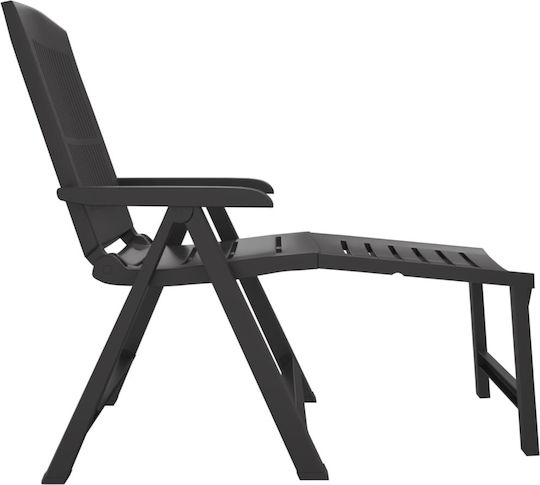 vidaXL Foldable Plastic Beach Sunbed Gray 60cm