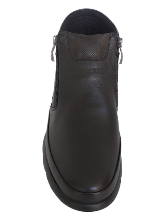 Piele Negru Ghete barbati Anatomic cu fermoar