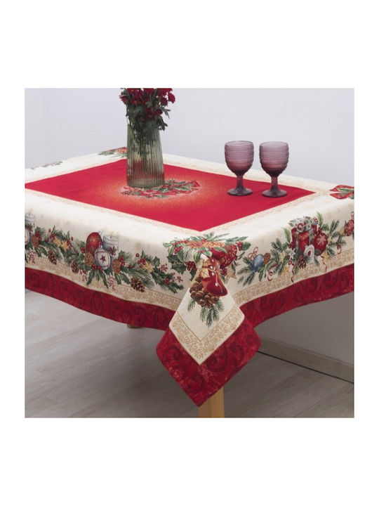 Christmas Tablecloth Fabric Red L140xW140cm 1pcs