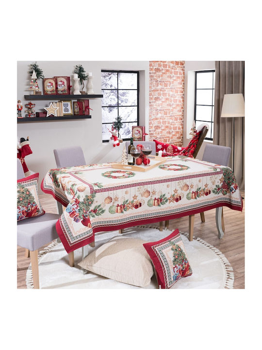 Teoran Christmas Tablecloth Fabric Multicolour L140xW140cm.
