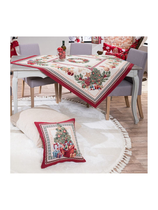 Teoran Christmas Tablecloth Fabric Multicolour L140xW140cm.