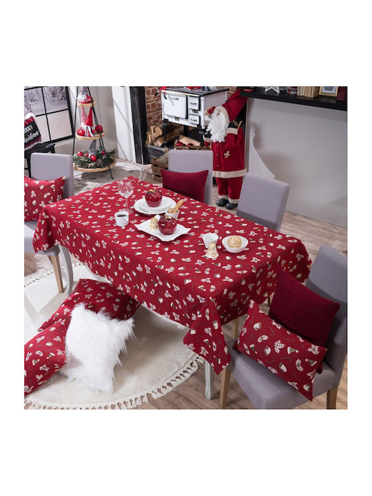 Teoran Christmas Tablecloth Fabric Red L180xW135cm.