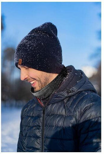 Unisex Set with Beanie Knitted in Black color