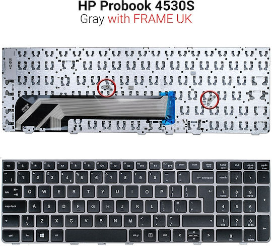 Laptop Keyboard for Probook 4530S 4535S 4730S 4735S without Frame and English (UK) Layout in Black Color 40052UK