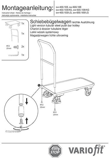 Variofit Platform Trolley for Weight Load up to 200kg Blue