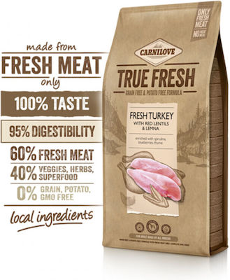 Carnilove True Fresh 4kg Trockenfutter ohne Getreide für erwachsene Hunde mit Türkei