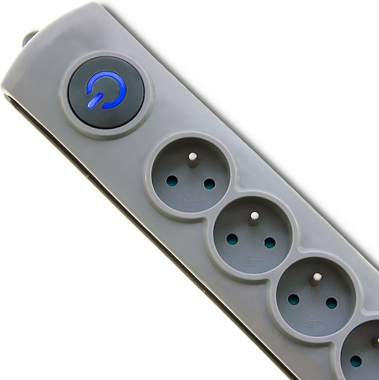 Qoltec Power Strip with Surge Protection 6 Positions with Switch and Cable 1.8m Gray