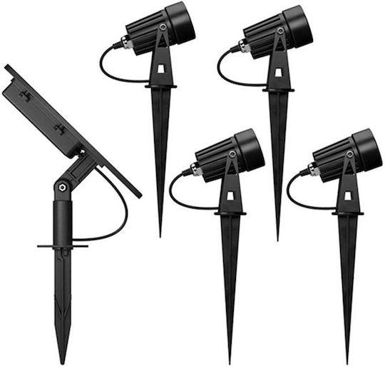 123led Set 4 Eingesteckte Solarleuchten 200lm mit Warmes Weiß Licht 3000K IP44