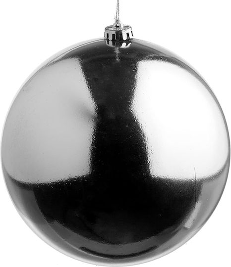 Hängendes Kugel Ornament Ornament Kunststoff Silber 15cm
