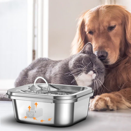 Bruno Automatic Stainless Steel Bowl Water for Dog & Cat 4lt 11cm in Silver Color